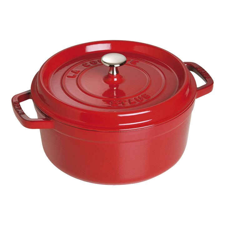 Staub rund gryta 24 cm 3,8 l körsbärsröd
